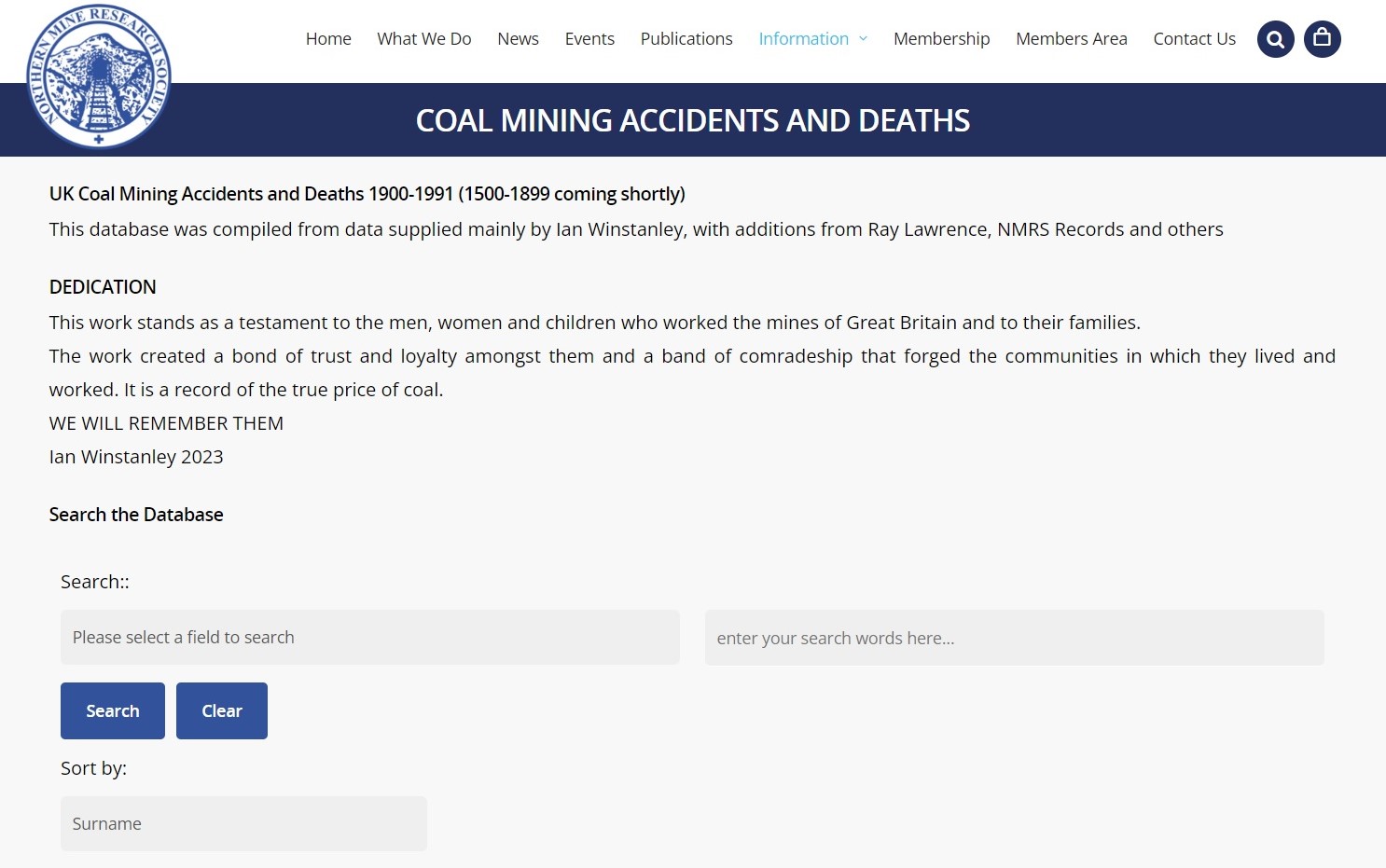 Database of Mining Deaths & Injuries